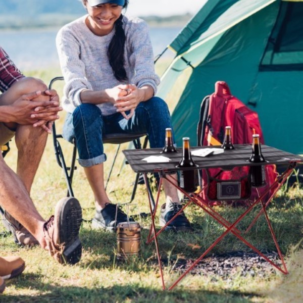 Leisure Sports Camp Table, Outdoor Folding Table with 4 Cupholders and Carrying Bag, for Camping, Hiking, Beach 260475QAD